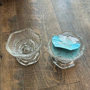 2 New Vintage Anchor Hocking Stax‎ 3 Ways Textured Candle Holders Taper Votive